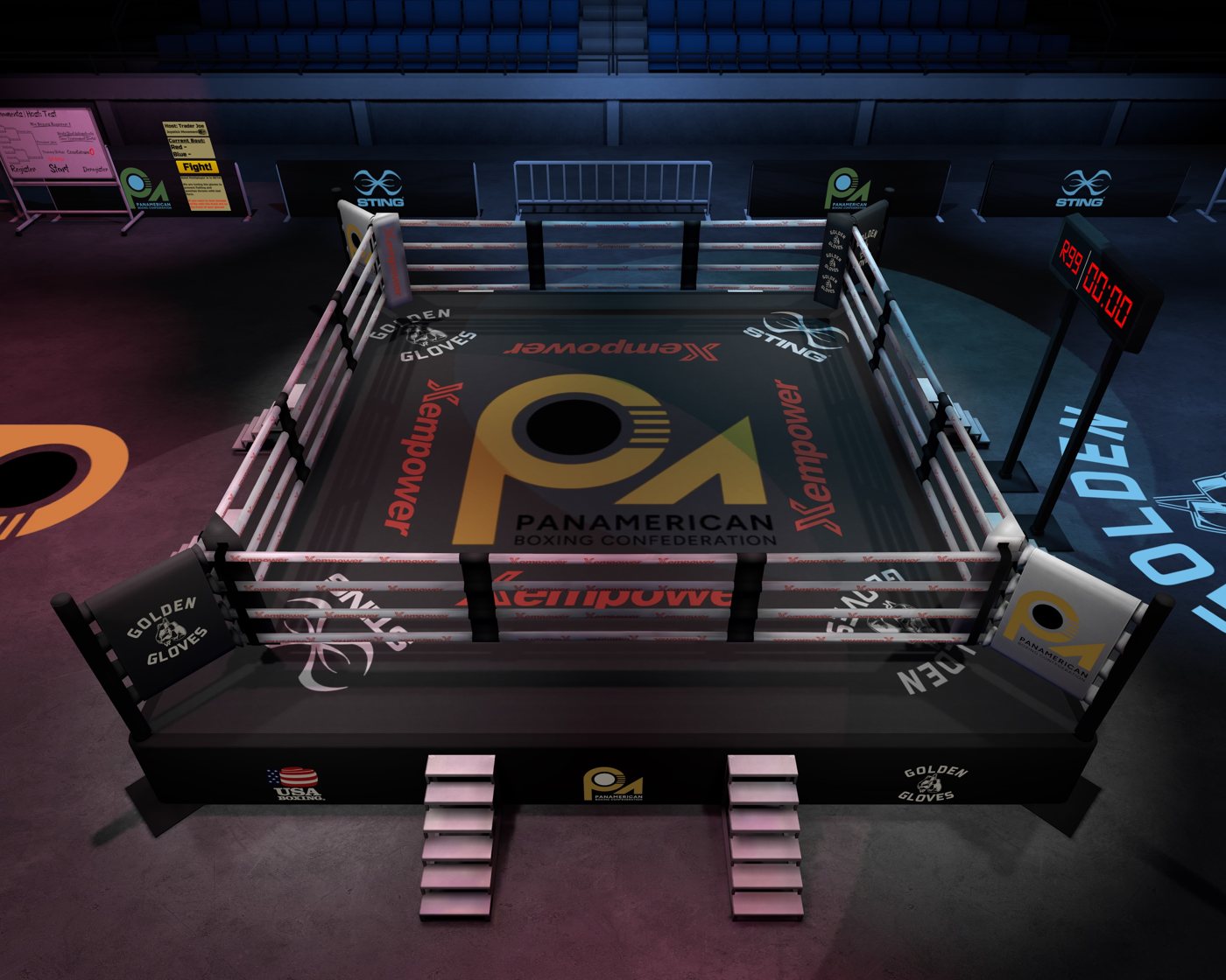 Golden Gloves VR in-game branded arena