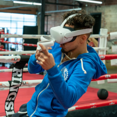 The Engine Room boxer David Perez in Oculus Quest 2 great workout tool by Mark Bennett Photography
